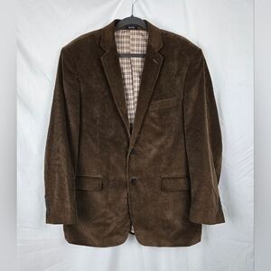 Saddlebred Single Breasted Two Button Brown Corduroy Men's Sports Coat sz 44R